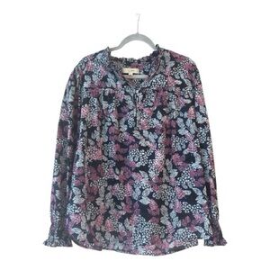 EUC LOFT Floral LS Blouse